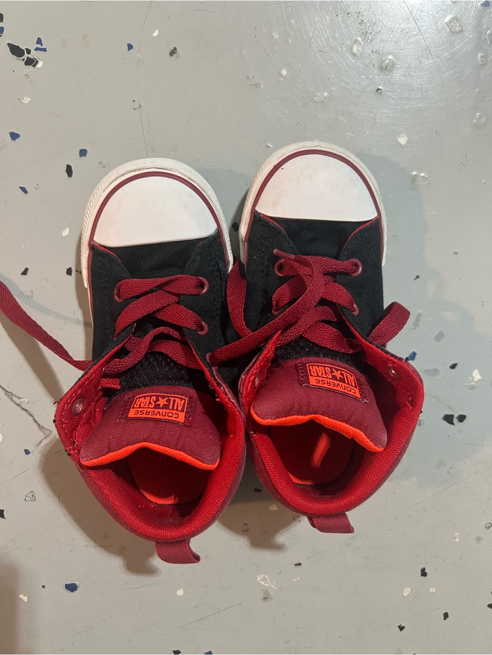 Converse All Star High-Top Sneakers Black & Burgundy – Kids Size 10